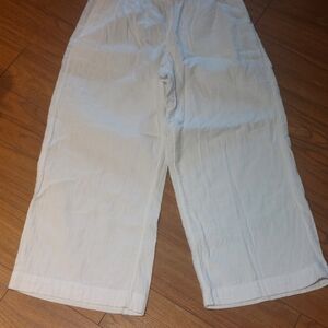 Old Navy White High-Rise Wide-Leg Cropped Cotton Pants